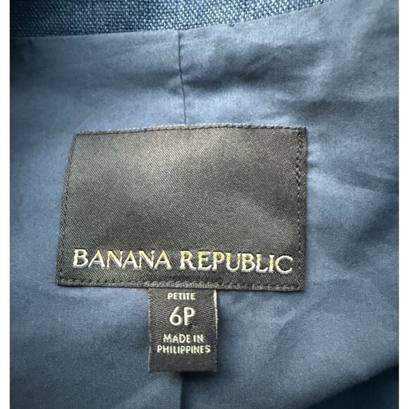 Banana Republic Linen Double Breasted Two Buttons Blazer Women Size 6 P Blue - Picture 6 of 11
